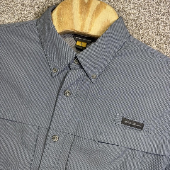 Eddie Bauer Other - Eddie Bauer Shirt Mens Large Blue Check Long Sleeve Vented Travel Button Up